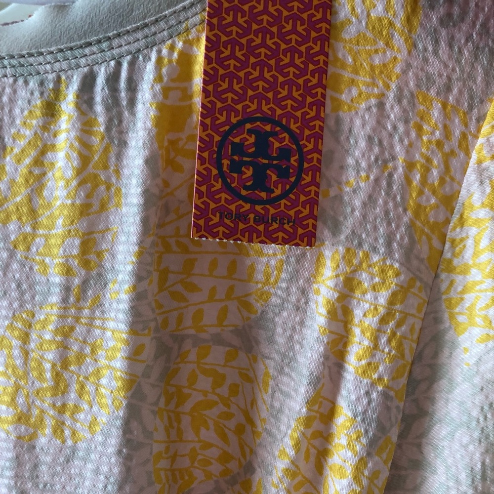 Tory Burch yellow/grey print dress. Size 12.